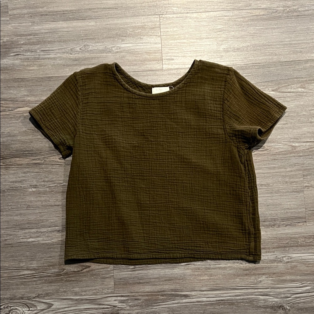 100% Crinkle Cotton Olive Green Women's Top